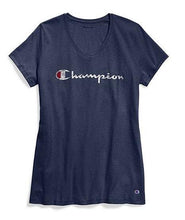Load image into Gallery viewer, T-shirt à col en V logo Script Taille Plus de Champion
